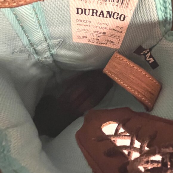 Durango Crush Driftwood Brown Leather Western Boots Lace-up Beaded Ties Size 8 - Picture 13 of 15